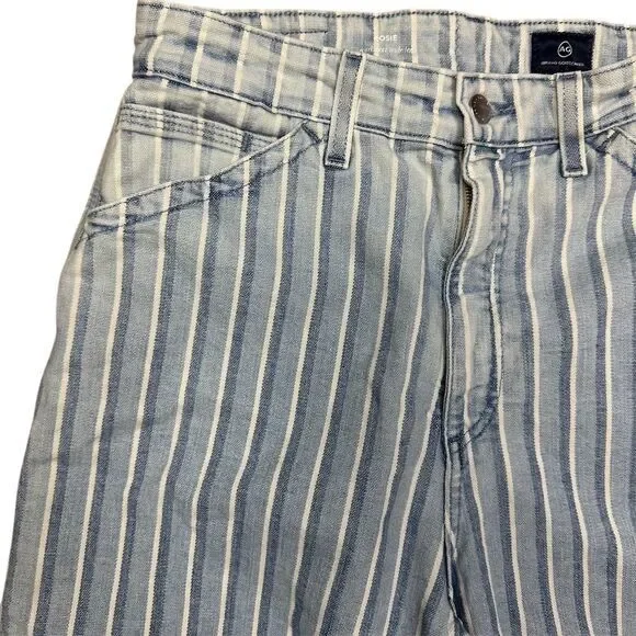 AG Adriano Goldschmied Women's Rosie High Waist Crop Wide Leg Jeans Sz 32 Stripe - Picture 4 of 13